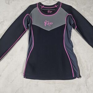 Kutting Weight Sauna Workout Shirt Women XL Neoprene Blend Mesh Panels Zip Hem